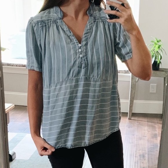 Roolee Tops - Pretty Denim Pinstripe Top!